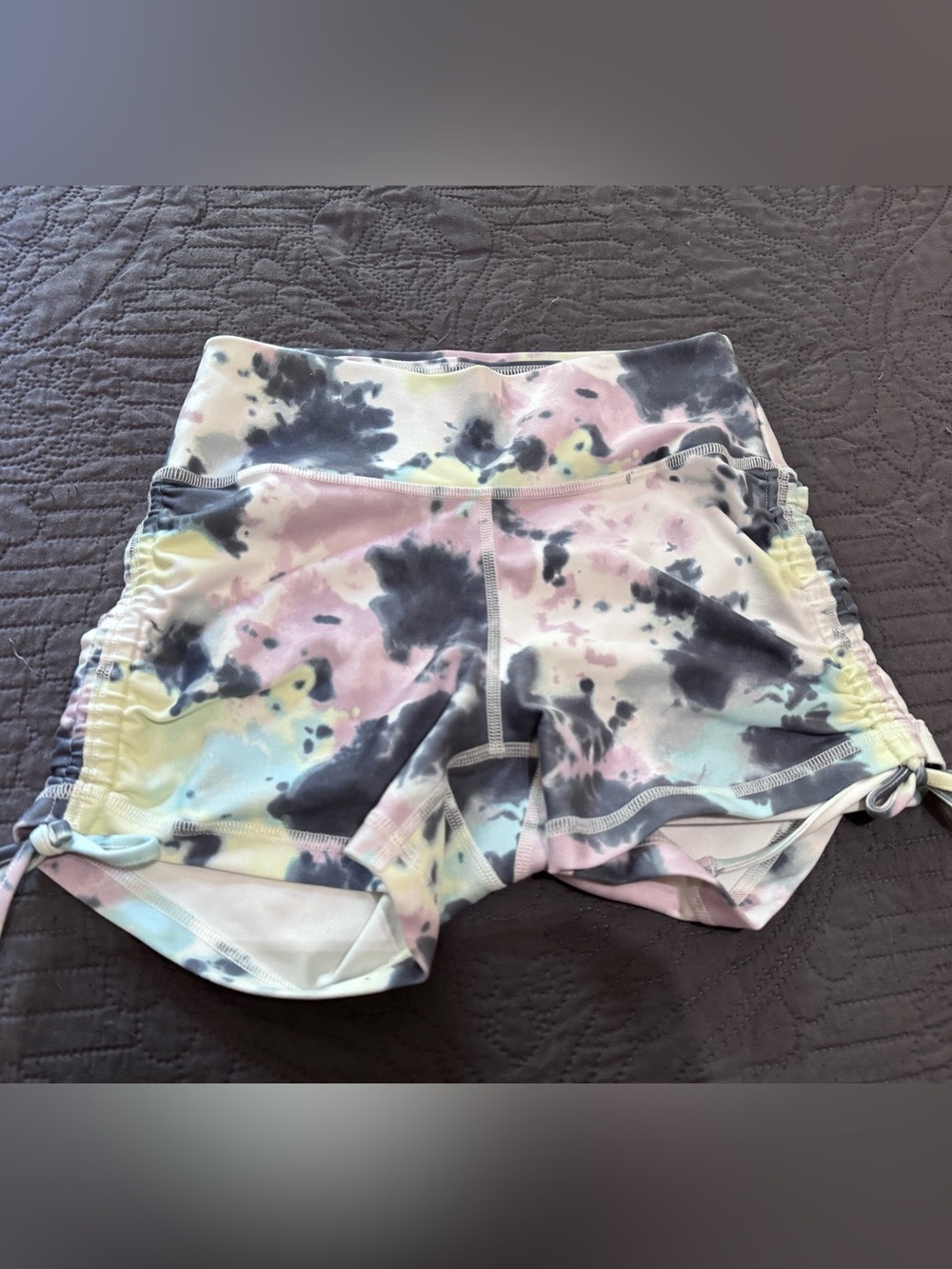 Gilly Hicks Pastel Tie-Dye Bike Shorts - Pink, Gray, Yellow, Blue